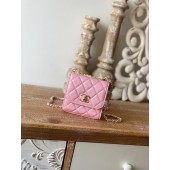 Designer Replica Chanel mini Shoulder Bag Lambskin & Gold-Tone Metal 88631 pink JK2474CF36