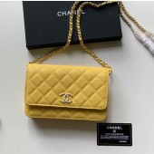 Designer Replica Chanel WOC Original Caviar Leather Flap cross-body bag V33818 Yellow JK3204CF36