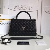 Fake Best Chanel Classic black Top Handle Bag Original Sheepskin Leather A92215 black JK5229Nk59