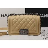 Fake Boy Chanel mini Flap Bag Apricot Cannage Pattern A67025 Silver JK852EQ38