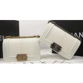 Fake Boy Chanel mini Flap Bag Original Python Leather A67085 OffWhite JK521Iw51