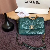 Fake CHANEL 19 Flap Bag Original Snake skin flap bag AS1160 green JK4036GR32