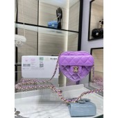 Fake Chanel 2022S Love Heart mini Lambskin Crossbody Chain Bag AO2784 Purple JK2488uQ71