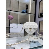 Fake Chanel 2022S Love Heart mini Lambskin Crossbody Chain Bag AO2784 White JK2492tu77