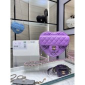 Fake Chanel 2022S Love Heart Original Lambskin Crossbody Chain Bag AS3191Y Purple JK2524qZ31