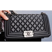 Fake Chanel Boy Flap Shoulder Bags Sheepskin Leather A67086 Black JK535yQ90