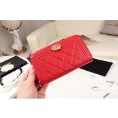 Fake Chanel Calfskin Leather & Gold-Tone Metal Wallet A80566 red JK1226tu77