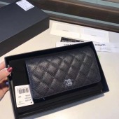 Fake Chanel Caviar Calfskin Leather Bi-Fold Wallet CH8176 Black JK1438xE84