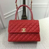 Fake Chanel Caviar Leather Red Top Handle Bag 92991 Glod JK5809qZ31