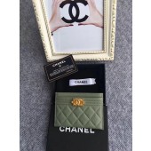 Fake Chanel classic card holder Grained Calfskin & Gold-Tone Metal 84430 green JK1190Sq37