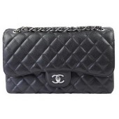 Fake Chanel Classic Flap Bag Black Cannage Pattern CF1113 Silver JK966kw88