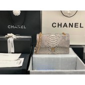 Fake Chanel Classic Handbag Python Leather Silver A01112 Gold Hardware JK3418RY48