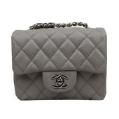 Fake Chanel Classic MINI Flap Bag CF1115 Grey Cannage Pattern Silver JK897pE71