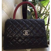 Fake Chanel Classic Top Handle Bag Original Cannage Pattern A95169 Black&Red JK460Sq37