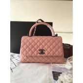 Fake Chanel Classic Top Handle Bag Pink Original Leather A92292 Silver JK5496GR32