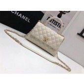 Fake Chanel Classic Top Handle Bag White Cannage Pattern A92290 Gold JK5380bz90