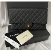 Fake Chanel Clutch Bag Black Caviar Leather 7013 Gold JK2352ny77