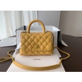 Fake Chanel coco mini flap bag with top handle AS2215 yellow JK3615xR88