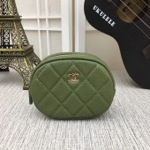 Fake Chanel Coin Purse Metallic Grained Lambskin & Gold-Tone Metal A68995 green JK1375Lh27