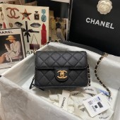 Fake Chanel Flap Shoulder Bag Grained Calfskin AS3002 black JK2848EQ38