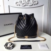 Fake Chanel Hobo Bag Original Sheepskin Leather A94889 Black JK5813pE71