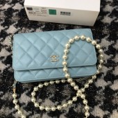 Fake Chanel Lambskin Flap Shoulder Bag CC33814 light blue JK2641Lh27