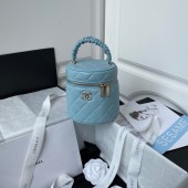 Fake Chanel lambskin top handle bag AP2730 blue JK2456Sq37