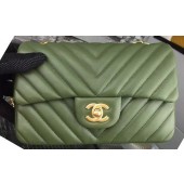 Fake Chanel mini Classic Flap Bag Green Original Sheepskin Chevron Leather CHA5500 Gold JK578lF58