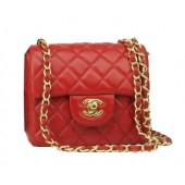 Fake Chanel mini Classic Flap Bag Red Leather 1115 Gold Chain JK1100Hj78