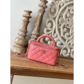 Fake Chanel mini Shoulder Bag Lambskin & Gold-Tone Metal 81208 pink JK2323RY48