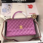 Fake Chanel original Calfskin flap bag top handle A92292 Purplish&gold-Tone Metal JK4251eZ32