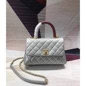 Fake Chanel original Caviar leather flap bag top handle B92290 silvery &gold-Tone Metal JK4714qZ31