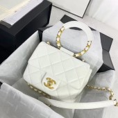 Fake Chanel small flap bag Lambskin & Gold Metal AS1357 white JK4308EQ38