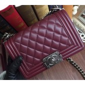 Fashion Boy Chanel Flap Shoulder Bags Sheepskin Leather A67085 Burgundy JK786OM51