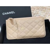 First-class Quality Chanel Calfskin Leather Card packet & Gold-Tone Metal A81598 beige JK1183VJ28