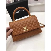 First-class Quality Chanel Classic Top Handle Bag Brown Original Leather A92991 Gold JK5734VJ28