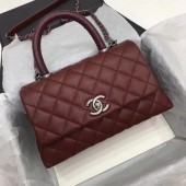 First-class Quality Chanel Classic Top Handle Bag Wine Cannage Pattern A92290 Silver JK5369VJ28