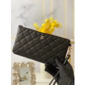 First-class Quality Chanel Grained Calfskin Clutch Bag & silver-Tone Metal A009 black JK4396fm32