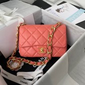 First-class Quality CHANEL Lambskin Flap Shoulder Bag 2022SS pink JK2971xO55