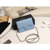 First-class Quality Chanel mini flap bag Grained Calfskin A84512 sky blue JK3430Sf41