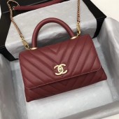 First-class Quality Chanel Small Flap Bag with Top Handle A92990 Wine JK5004VJ28