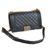 High Imitation Chanel Boy Flap Shoulder Bags Black Cannage Pattern Leather A67086 Gold JK988bg96