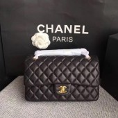 High Quality Chanel 2.55 Series Flap Bags Black Original Deerskin A1112 Gold JK5643pR54