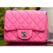 High Quality Chanel Classic MINI Flap Bag Rose Sheepskin A37585 Silver JK727pR54