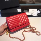 High Quality Chanel WOC Original sheepskin Leather Flap Shoulder Bag D33814 red JK5278pR54