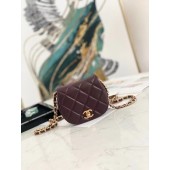 High Quality Imitation Chanel mini Flap Shoulder Bag Original leather AP2344 Wine JK3058Vu82