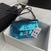 High Quality Replica Chanel Original flap bag Sequins&sheepskin AS1448 blue JK3956aR54