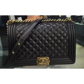 Hot Boy Chanel Flap Bag Black Original Sheepskin Leather A67088 Gold JK41cT87