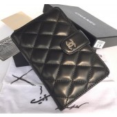 Hot Chanel Matelasse Bi-Fold Wallet Black Sheepskin Leater A48667 Silver JK1501cT87