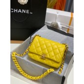 Hot Chanel small Shoulder Bag Lambskin&Gold-Tone Metal AS3206 yellow JK2501io40